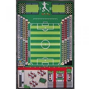 TAPITOM® | Alfombra de Campo de fútbol para niños - 130 x 200 cm | Alfombra de fútbol Grande | Alfombrilla para habitación Infantil Universo decoración fútbol | Antideslizante, Dobladillo | Normas CE
