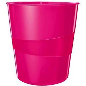 Leitz Wow Papelera, Poliestireno, Rosa Metalizado, 15 L