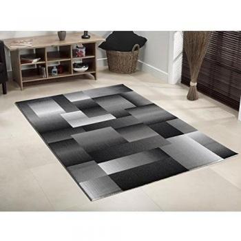 Alta calidad moderno diseño geométrico suave negro y gris alfombra en 5 tamaños, polipropileno, 160 x 230 cm