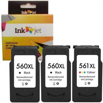 Pack de 3 cartuchos de tinta genérica Canon PG560XL CL561XL