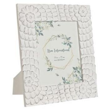 Marco de Fotos Home ESPRIT Blanco Cristal Madera MDF 37 x 1,5 x 37 cm