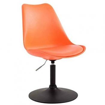 Silla de Comedor Maverick Giratoria de Plástico Negro Naranja con Ajuste de Altura