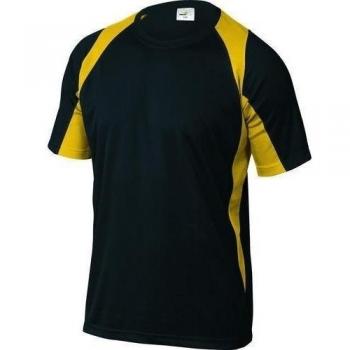 Camiseta Técnica BALI Negra-Amarilla 100% Poliéster Talla M Seca Rápido