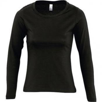 Camiseta Mujer Manga Larga Ajustada con Cuello Redondo y Tapeta Reforzada