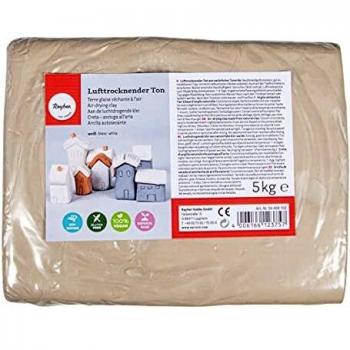 Rayher Arcilla de secado al aire blanca, 5 kg, para modelado, permite cocción, 34468102
