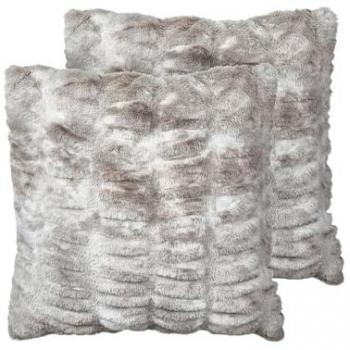 Juego de 2 cojines decorativos gris de pelo sintético 45 x 45 cm suaves y esponjosos Macodes
