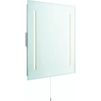 Aplique de pared Saxby Glimpse para baño con LED integrado, 2 luces, vidrio efecto espejo, acabado en plata mate, clasificación IP44