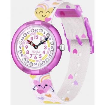 Reloj de niña Flik Flak Organized Chaos FBNP223 - Rosa y Amarillo con diseño de corazones