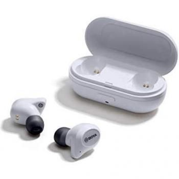 Boya Wireless Headphones - Bluetooth 5.0 Headphones - 6H Playtime Deep Bass - Stereo Sound True Wireless Earphones - Portable Charging Case - White Earbuds