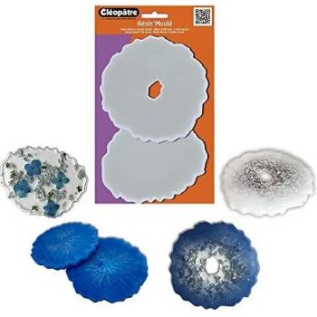 Lote de 2 Moldes de Silicona 'Cléopâtre' en Forma de Geoda para Decoración y Posavasos