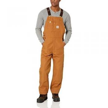 Carhartt Mono Logo Bib Overall Peto en Algodón de Lona Corte Ligeramente Holgado Marrón W30 / L34