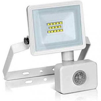 Foco LED Slim 10W con Sensor de Movimiento PIR, 900LM, Luz Natural 4000K, IP65 Impermeable para Exterior