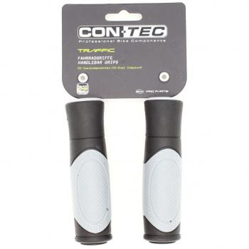 CONTEC Griff 'Traffic' SB-verpackt, D2-Zweikomponenten, Paar Im Bereich der Handauflage sorgt die weiche Gel-Mischung für Komfort und Stoßabsorbierung und die harte außen für guten Halt auf dem Lenker, schwarz/grau, 125mm