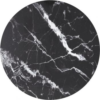 vidaXL Table Top Black Ø80x1 cm Tempered Glass with Marble Design