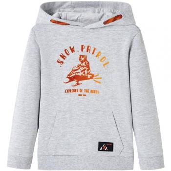 Sudadera infantil con capucha gris y naranja 116