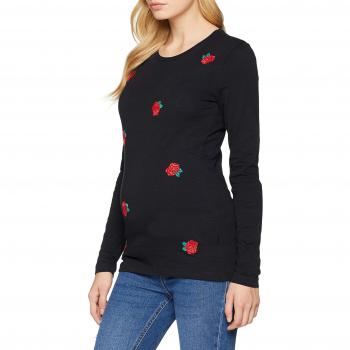 MAMALICIOUS Mlnadine L/s Jersey Top A. V, Camiseta de Manga Larga premamá para Mujer, Negro