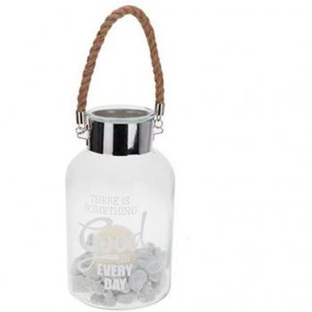Farol Porta Velas LED Mensajes Positivos 30x18 cm