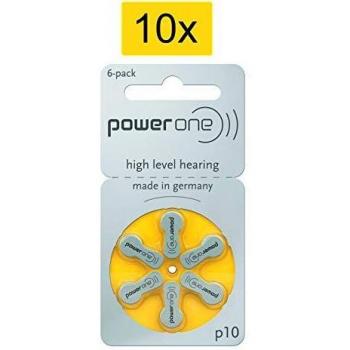 Baterías para Audífonos Power One P10 - Pack de 6, 1.45V, 100 mAh (PR70)