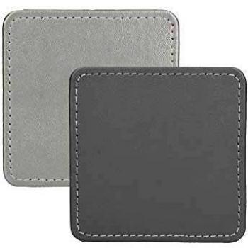 Juego de 4 Posavasos Cuadrados de Cuero Sintético Plateado, 10 cm - Creative Tops
