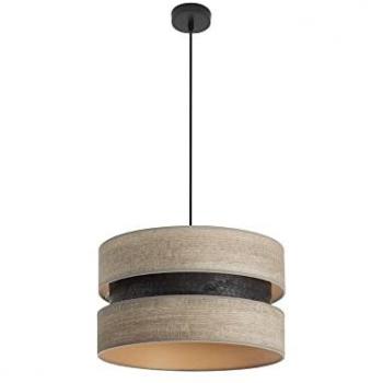 Lámpara Colgante Colet 1xe27 Negro/Madera Gris Diseño Moderno 40x40 cm