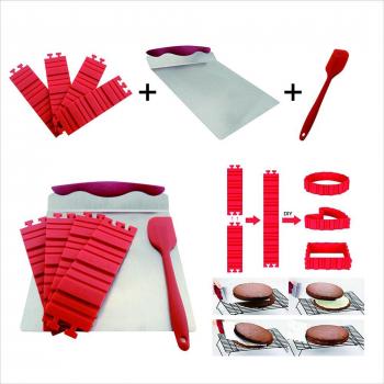 CS – de inicio de Creative silicona Cake Mold Cake Pan Magic Bake serpiente DIY molde Herramientas -1 pc cepillo 1 espátula 4 pc caje molde 1 pc elevador de tartas y galletas