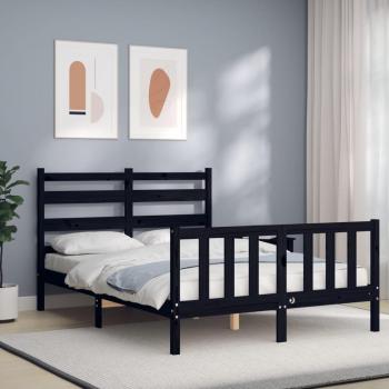 Estructura de cama con cabecero madera maciza negro 140x200 cm vidaXL