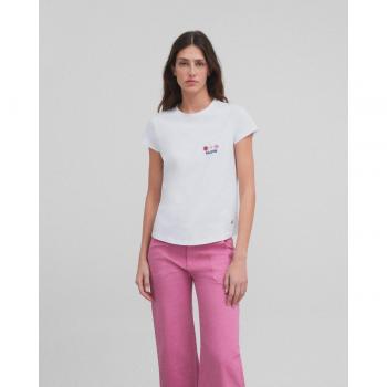 Camiseta de mujer manga corta blanca con flores