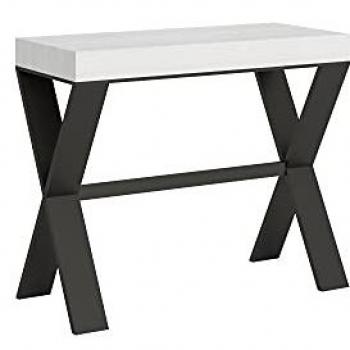 Consola Extensible 90x40/196 cm Xenia Small Premium Estructura Antracita y Fresno Blanco