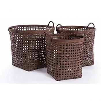 Set de 3 Cestas Bambú Nórdico Marrón 43 x 39