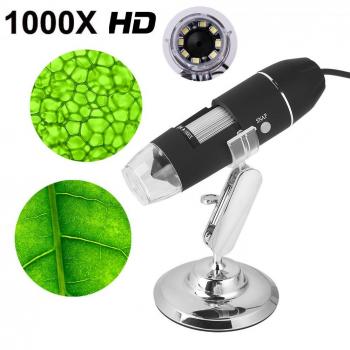 Microscopio endoscopio digital,1000x microscopio usb portatil con PC Video mini cámara 8 LED y metal soporte