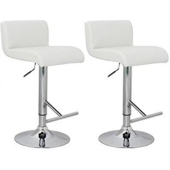 vidaXL (Set de 2) taburetes con respaldo bajo en cuero blanco Sillas de comedor Bar