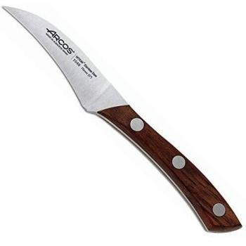 Arcos Serie Natura, Cuchillo Mondador, Hoja de Acero Inoxidable Forjado Nitrum 70 mm, Mango de Madera Palisandro color Marrón