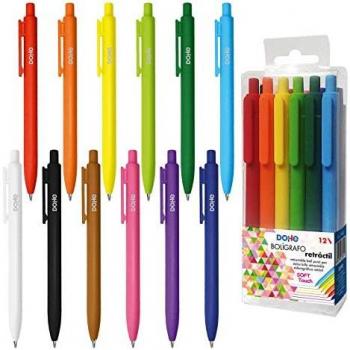 Set 12 bolígrafos coloridos retráctiles de alta calidad
