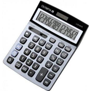 Calculadora de escritorio Olympia LCD 6016, pantalla de 16 dígitos, color azul, alimentada por energía solar y baterías