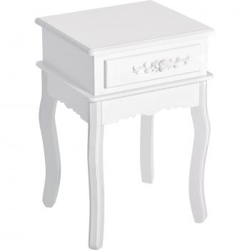 HOMCOM Mesita de Noche con 1 Cajón Mesa Auxiliar de Madera para Dormitorio Salón Estilo Moderno y Elegante