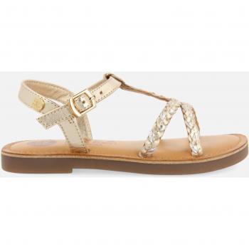 Gioseppo - Sandalias de niña de piel con trenzado y materiales reciclados, doradas, acolchadas y sostenibles