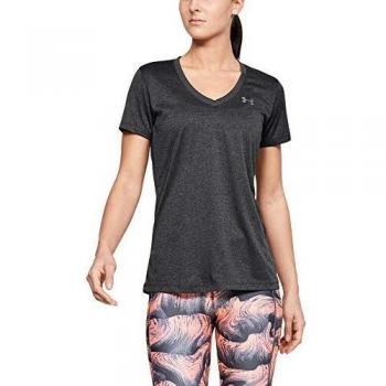 Techv - Solid Women's Short-Sleeve Shirt, Carbon Heather / Metallic Silver