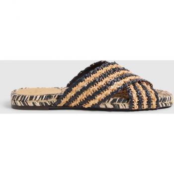 Sandalias planas Pat en rafia natural con diseño bicolor