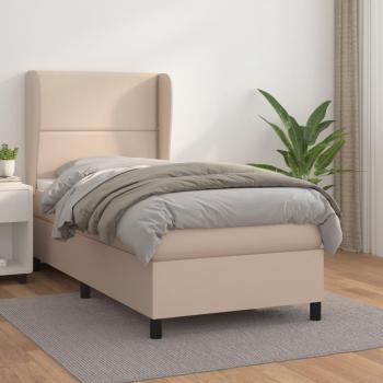 Cama solar suave con colchón Cappuccino 80x200 cm, tipo de producto: cama box spring, características: cuero sintético capuchino, color marrón