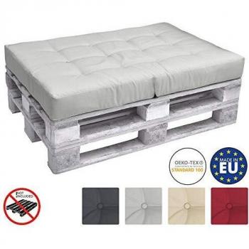 Cojín de Asiento Eco Elements para Palets 120x80x15 cm - Acolchado Gris Claro para Uso Interior y Exterior