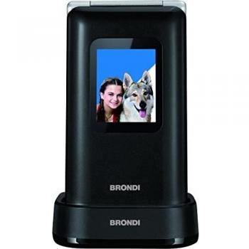Teléfono Celular Brondi Amico Prezioso Negro Metal Dual SIM para Ancianos con Pantalla 1.77, Bluetooth, Táctil y Botón SOS