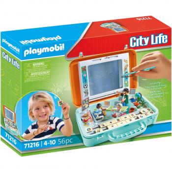 Playmobil Juego De Construcción Aula Maletín - PLAYMOBIL City Life 71216 Aula Maletín, Problemas matemáticos y Pizarra para Escribir, Juguete Educativo, Juguetes para niños a Part