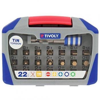 Juego de 22 Puntas de Atornillado Torsion Titanio con Portapuntas