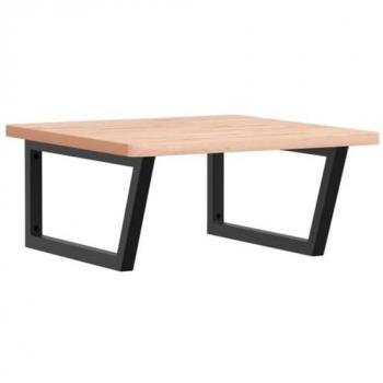 Estante de lavabo de pared de acero y madera maciza de haya Vidaxl Marrón