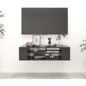 Mueble de TV colgante contrachapada 100x30x26,5 cm y mueble de TV colgante aglomerado gris 100x30x26,5 cm