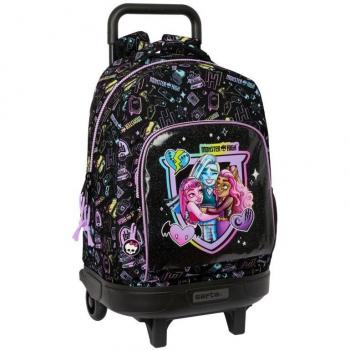 Mochila Escolar con Ruedas Monster High Compact Extraíble de Gran Capacidad