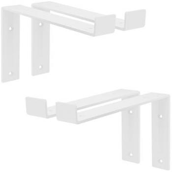 Set de 4 Soportes de Estante en L Blanco de Metal para Estantería de Pared - Estilo Industrial, 250 x 145 x 40 mm, Capacidad Máxima 50 kg, Ideal para Bricolaje