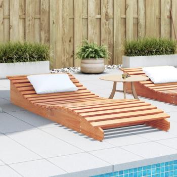 Tumbona de madera maciza de pino cera 205x80x31,5 cm en Pino natural, Blanco y Douglas natural - Sillas de Exterior Ideal para jardín, playa, piscina, terraza - Tumbona Piscina