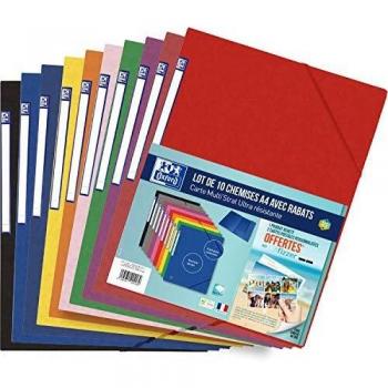 Carpeta de esquina Oxford Top File+ estándar, paquete de 10 con 3 rabats y elásticos