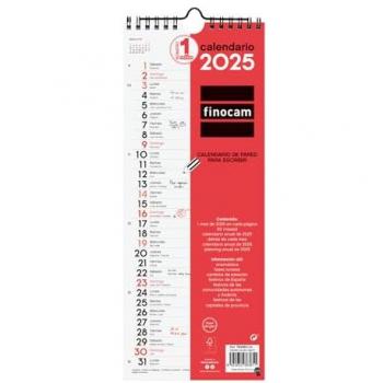 Calendario de Pared Neutro Finocam 2025 Mes Vista 13 x 33 cm
